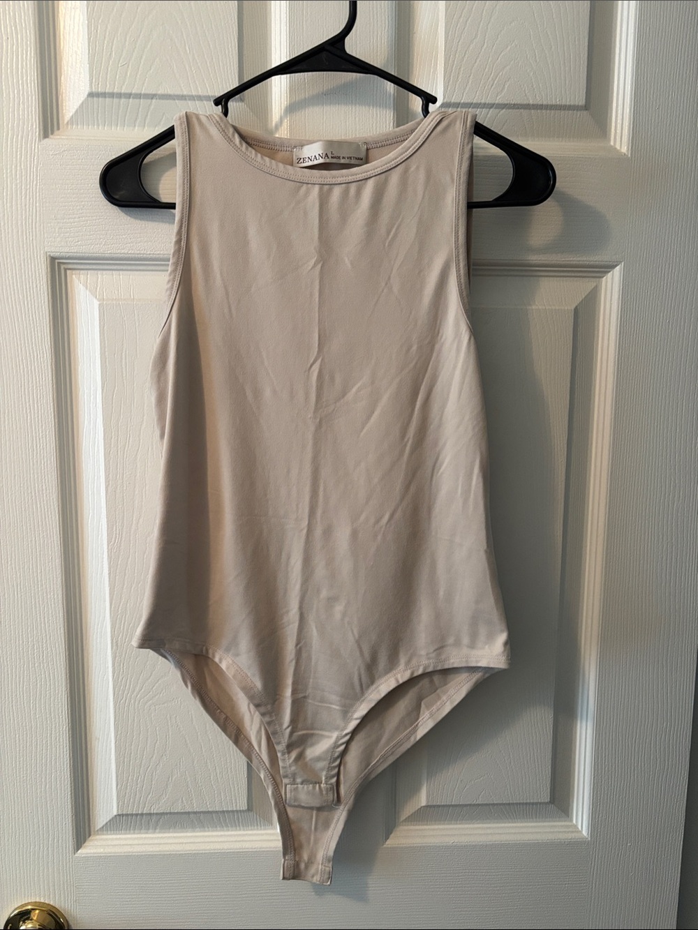 Zenana Outfitters Cream Sleeveless Bodysuit